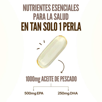 HSN Premium Omega 3 IFOS 5 Estrellas 120 Perlas | 1000mg Aceite de Pescado en Triglicéridos | 750mg Omega-3 (500mg EPA + 250mg DHA) Alta Concentración | No-GMO Sin Gluten