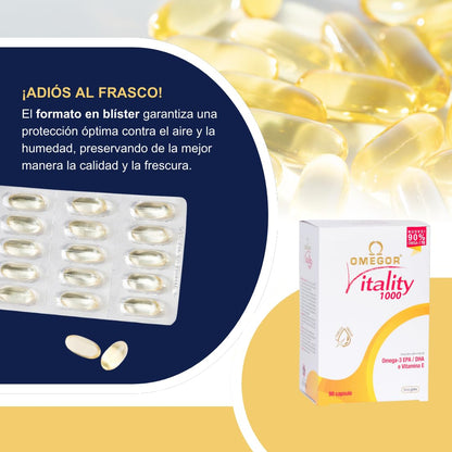 Omega 3 EPA y DHA IFOS Certificado 90 Cápsulas - OMEGOR Vitality 1000 Omega-3 Aceite de Pescado Libre de Metales Pesados y Fácil de Digerir