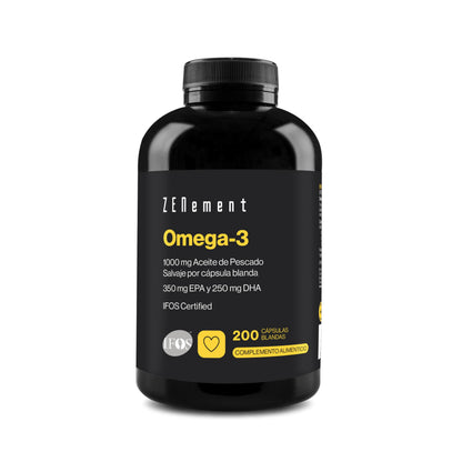 Omega 3 IFOS - 2000 mg (EPA 700 mg + DHA 500 mg) por dosis diaria (2 cápsulas blandas) - Mantiene niveles normales de triglicéridos - Con Vitamina E Natural con acción antioxidante - Zenement