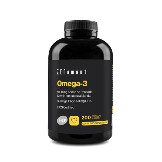 Omega 3 IFOS - 2000 mg (EPA 700 mg + DHA 500 mg) por dosis diaria (2 cápsulas blandas) - Mantiene niveles normales de triglicéridos - Con Vitamina E Natural con acción antioxidante - Zenement
