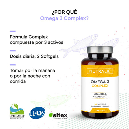Omega 3 Cápsulas 2000mg - EPA y DHA 1257mg - Vit D y E - Aceite de Pescado - 60 Softgels Fish Oil Omega 3 Nutralie