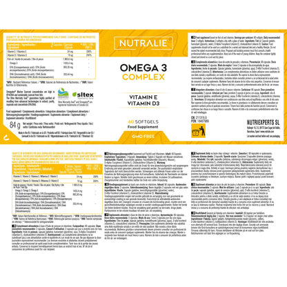 Omega 3 Cápsulas 2000mg - EPA y DHA 1257mg - Vit D y E - Aceite de Pescado - 60 Softgels Fish Oil Omega 3 Nutralie
